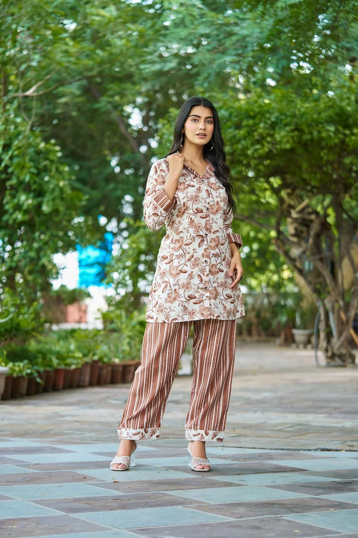 Pastel Floral Co-Ord Set | Breathable Two-Piece Outfit for Women | Summer Casual Wear image 2