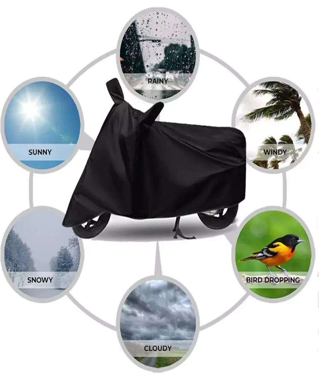 Honda Activa 125 Body Cover Waterproof, Dustproof | UV Protection Two Wheeler Scooty Cover | Durable Outdoor & Indoor Parking Protection [Black] image 3