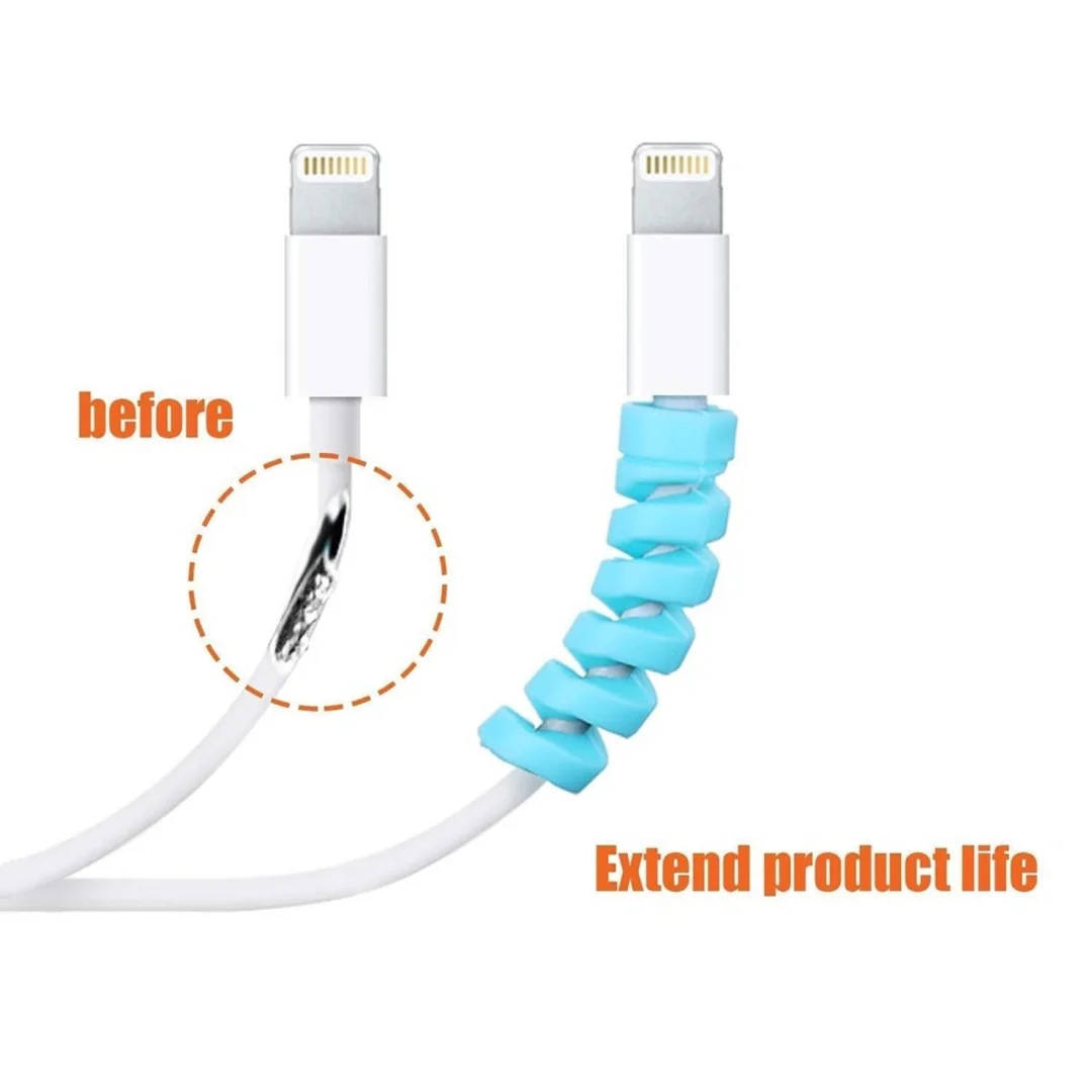 Digital wave Spiral cable protector | Multi‑colour silicone charger cable saver | Pack of 12 | Flexible tangle‑free strain relief for iPhone Android USB‑C  image 3