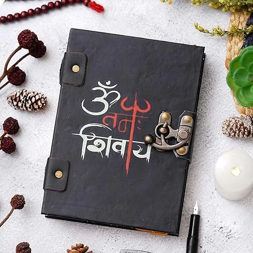 Handmade Journal Diary | Printed Cardboard | Buckle Lock | 200 Pages | Men and Women Notepad image 1