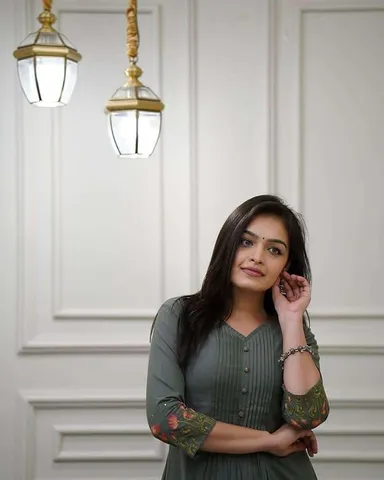 Little Crafts | Women’s Cotton Printed Kurti Set with Pant and Dupatta | Flared Straight Ethnic Wear for Ladies | Army Green | XL Size thumbnail 1