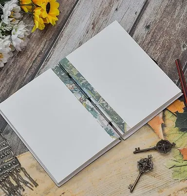 Little Crafts |Handmade Printed Cardboard Journal Diary with String Closure| Unruled 200 Pages| Personal Notebook for Men and Women | Eco-Friendly Notepad thumbnail 2