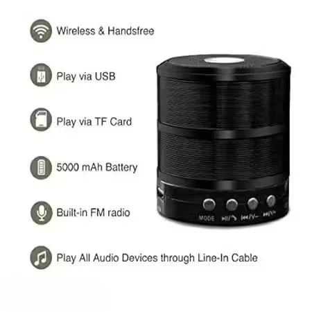 BassBoom™ 5-in-1 Wireless Bluetooth Party Speaker with 5000mAh Battery, FM Radio, USB & AUX | Portable Powerful Bass Speaker – Black Edition image 3