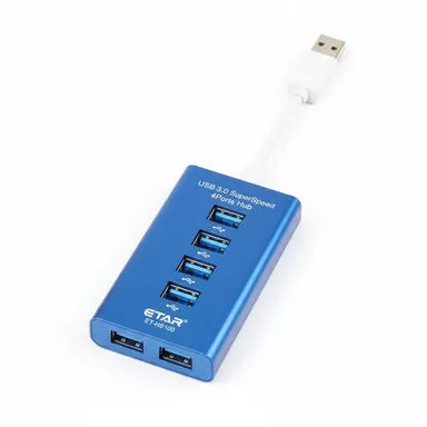 ETAR USB 3.0 4‑Port Hub SuperSpeed 5Gbps High Speed Compact Plug | Play USB Hub for Laptop PC Gaming OTG Expand USB Ports Connect Multiple Devices  thumbnail 0