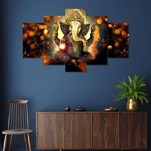 Large Multicolor MDF 3D Wall Painting Set of Five| 17x30 inches| Bedroom and Living Room Decor image 3