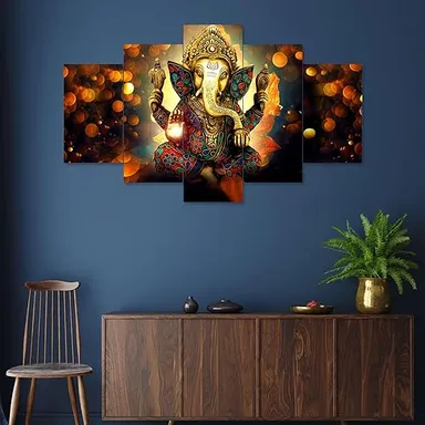 Large Multicolor MDF 3D Wall Painting Set of Five| 17x30 inches| Bedroom and Living Room Decor thumbnail 2