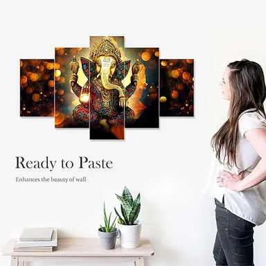Large Multicolor MDF 3D Wall Painting Set of Five| 17x30 inches| Bedroom and Living Room Decor thumbnail 4