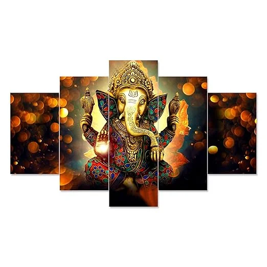 Large Multicolor MDF 3D Wall Painting Set of Five| 17x30 inches| Bedroom and Living Room Decor image 1