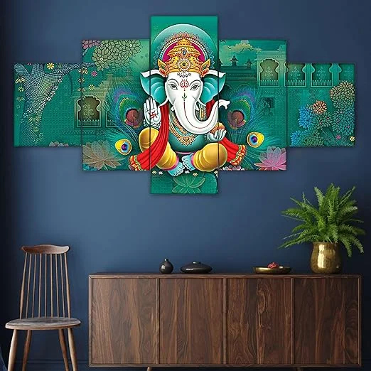 Large Multicolor MDF 3D Wall Painting Set of Five|17x30 inches|Bedroom and Living Room Decor image 1