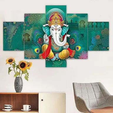 Large Multicolor MDF 3D Wall Painting Set of Five|17x30 inches|Bedroom and Living Room Decor thumbnail 2