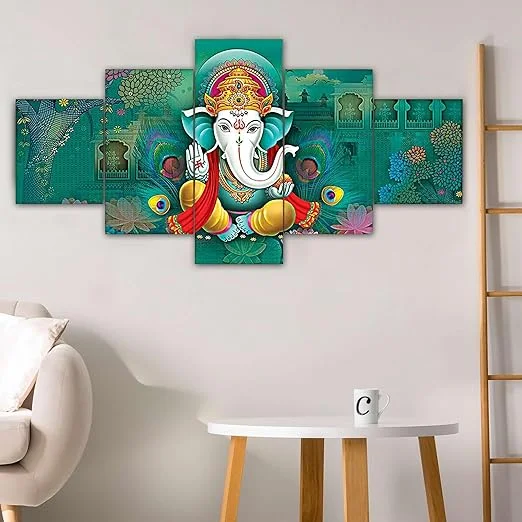 Large Multicolor MDF 3D Wall Painting Set of Five|17x30 inches|Bedroom and Living Room Decor image 5