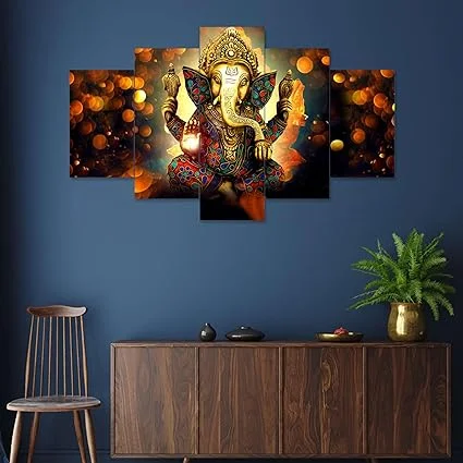 MDF Framed 3D Wall Painting Set of 5 | Large 17x30 inch | Living Room Bedroom Décor | Big Size Home Decoration Wall Art image 3