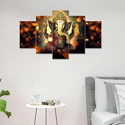 MDF Framed 3D Wall Painting Set of 5 | Large 17x30 inch | Living Room Bedroom Décor | Big Size Home Decoration Wall Art image 4