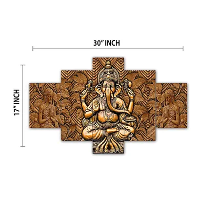 Large Multicolor MDF 3D Wall Painting Set of Five|17x30 inches| Bedroom and Living Room Decor thumbnail 1