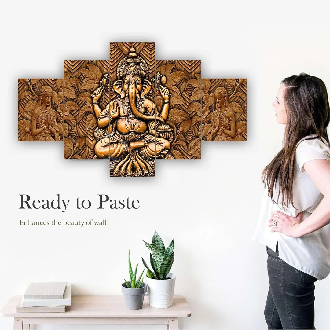 Large Multicolor MDF 3D Wall Painting Set of Five|17x30 inches| Bedroom and Living Room Decor image 4