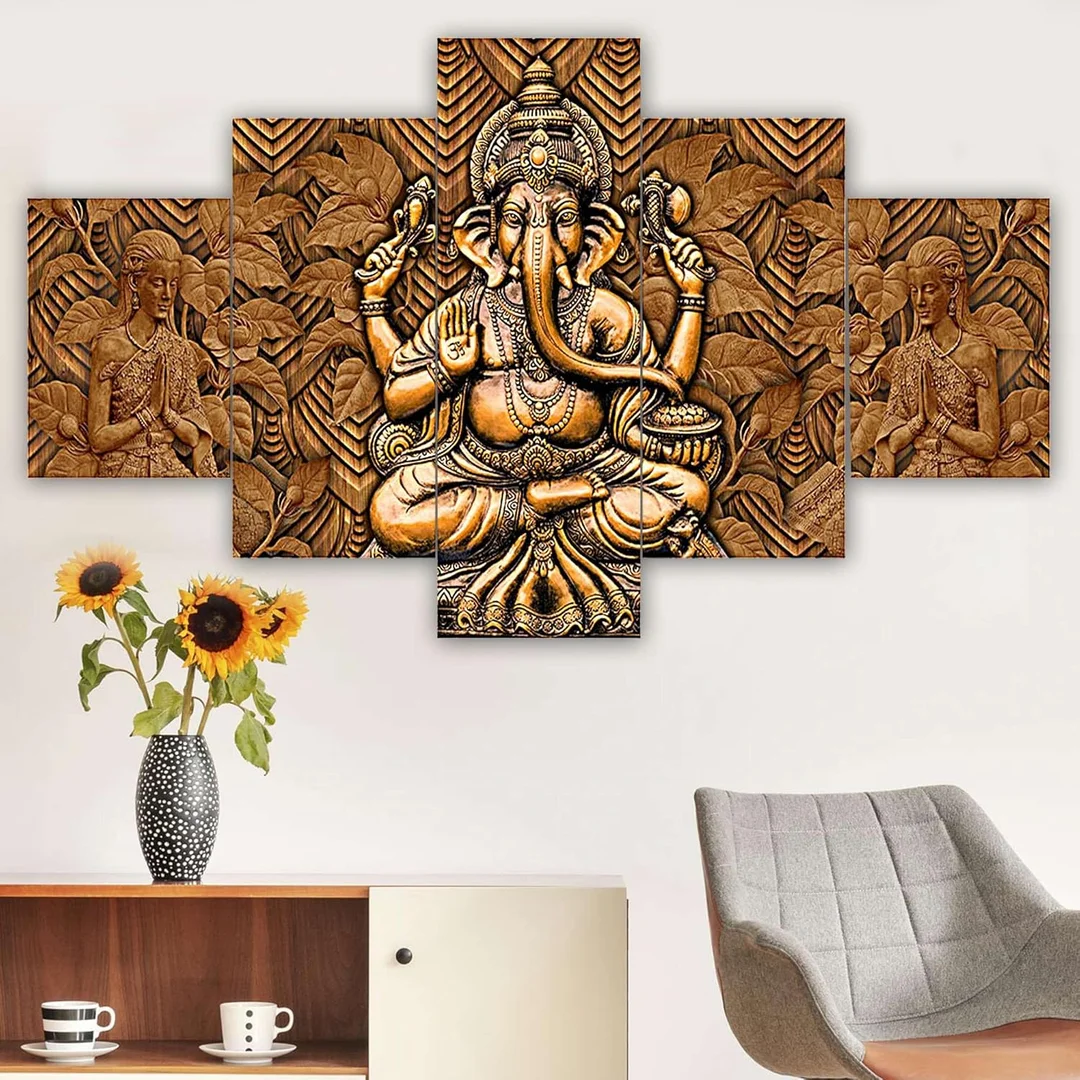 Large Multicolor MDF 3D Wall Painting Set of Five|17x30 inches| Bedroom and Living Room Decor image 5