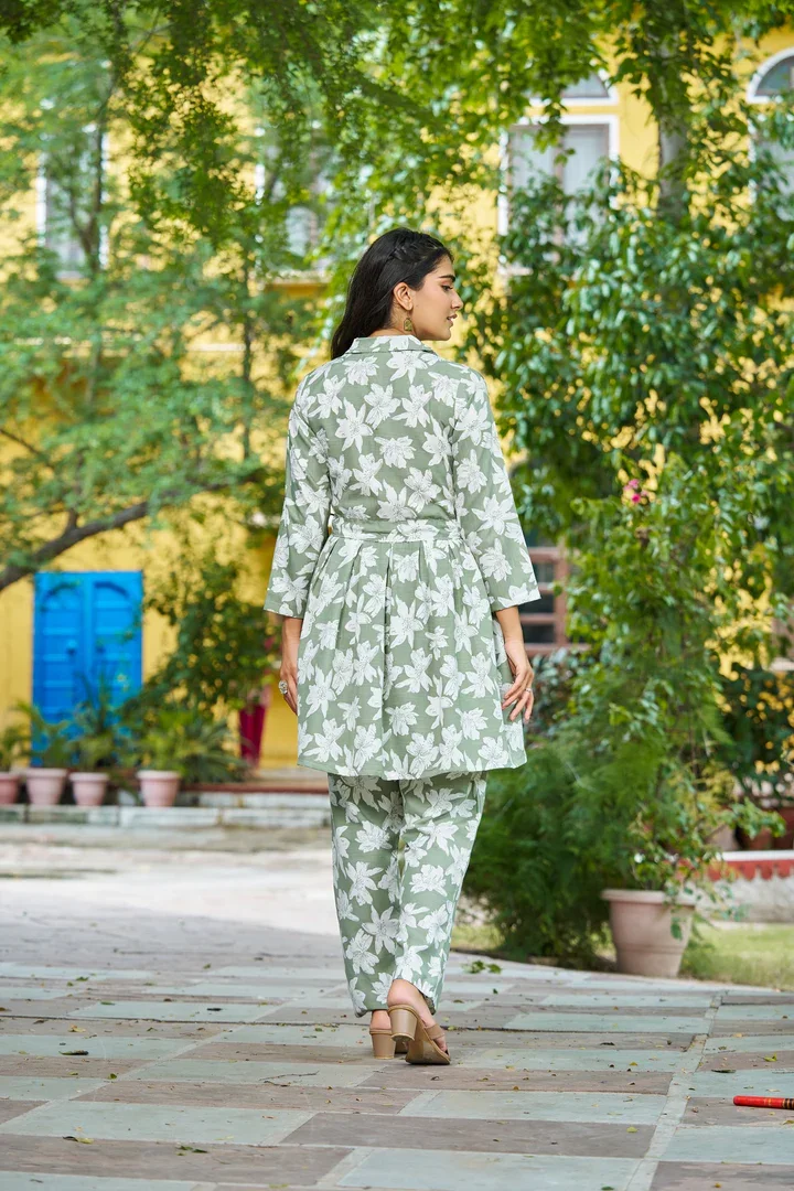 Pastel Floral Fit & Flare Co‑Ord Set | Women’s Summer Casual Outfit | Buttoned Top & Flared Skirt | Lightweight Breathable Summer Wear | Size S image 3