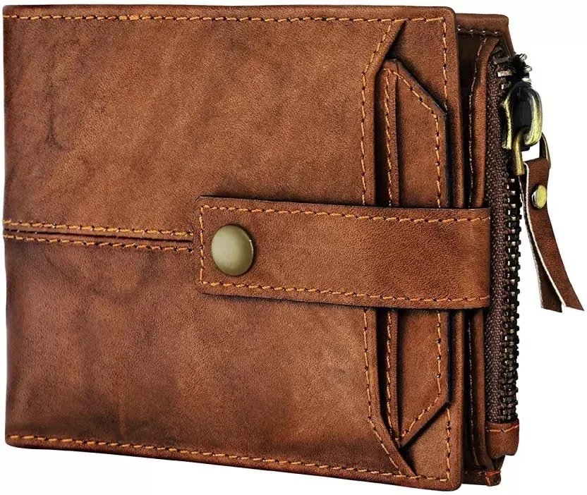 Men’s Brown Leather RFID Wallet | Genuine Slim RFID Blocking Wallet with 12 Card Slots| Zipper Coin Pocket & Detachable Card Case image 1