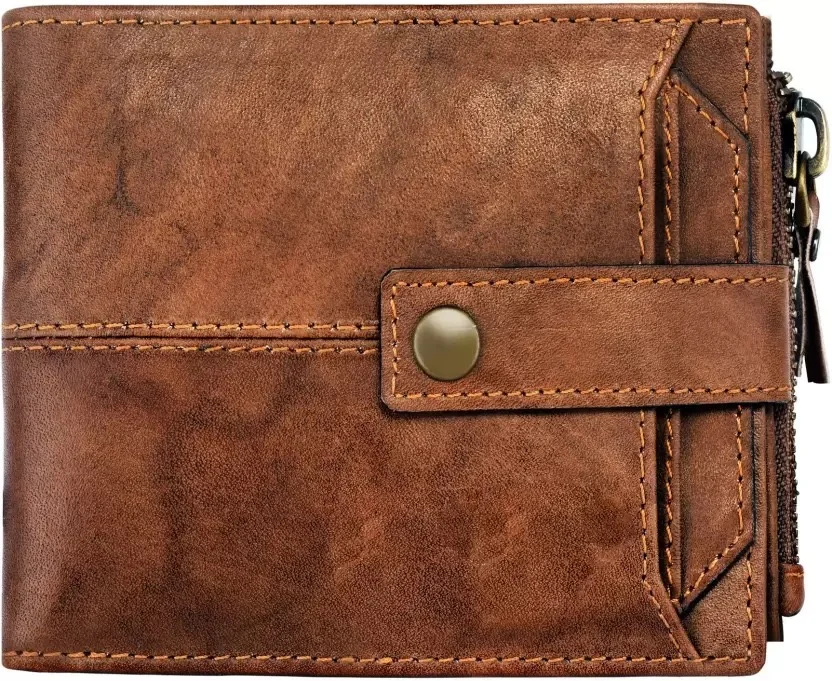 Men’s Brown Leather RFID Wallet | Genuine Slim RFID Blocking Wallet with 12 Card Slots| Zipper Coin Pocket & Detachable Card Case image 4