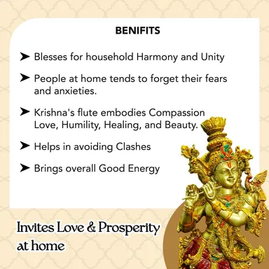 Ekhasa Marble Dust Lord Krishna Idol with Flute |14 inch | Big Size | Decorative Showpiece thumbnail 4