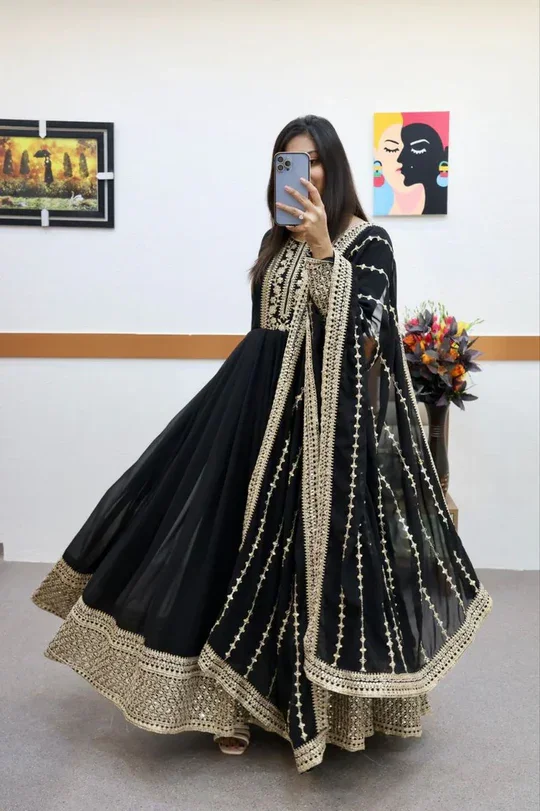 Premium Pink Heavy Georgette Anarkali Kurta Set with Full Flare  Wedding & Partywear Ethnic Suit for Women Designer Dupatta Included Festive Bridal Wear image 2
