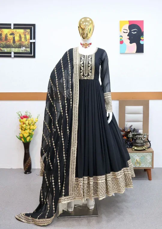 Premium Pink Heavy Georgette Anarkali Kurta Set with Full Flare  Wedding & Partywear Ethnic Suit for Women Designer Dupatta Included Festive Bridal Wear image 3