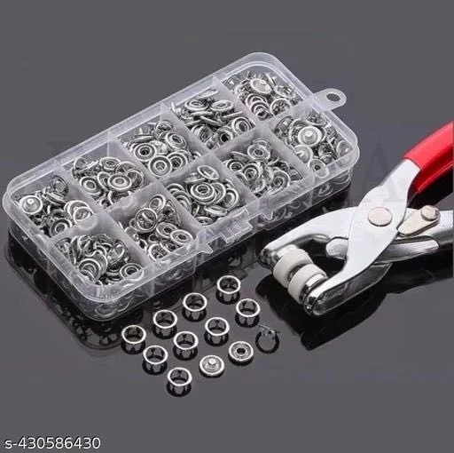 Premium Snap Buttons Kit | 100 Sets Metal Snaps | Fastener Pliers | Sewing & Crafting Tools for DIY Projects Clothing Leather and Fabric Crafts image 1