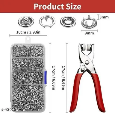 Premium Snap Buttons Kit | 100 Sets Metal Snaps | Fastener Pliers | Sewing & Crafting Tools for DIY Projects Clothing Leather and Fabric Crafts thumbnail 2
