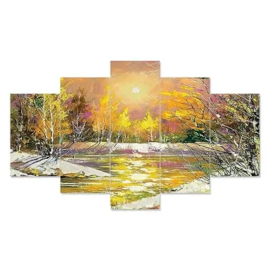 5 Piece MDF Framed | 3D Wall Painting Set | Big Size Decorative Wall Art | Living Room & Bedroom thumbnail 2
