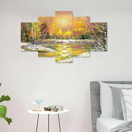 5 Piece MDF Framed | 3D Wall Painting Set | Big Size Decorative Wall Art | Living Room & Bedroom image 4