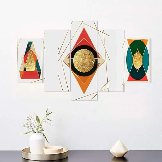 5 Piece MDF Framed | 3D Wall Painting Set | Big Size Decorative Wall Art | Living Room & Bedroom image 3