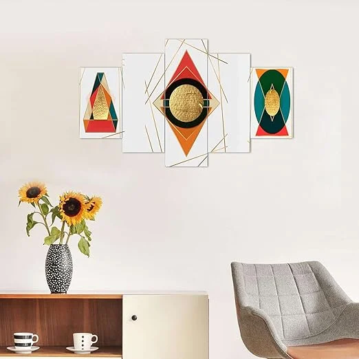 5 Piece MDF Framed | 3D Wall Painting Set | Big Size Decorative Wall Art | Living Room & Bedroom image 5