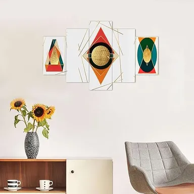 5 Piece MDF Framed | 3D Wall Painting Set | Big Size Decorative Wall Art | Living Room & Bedroom thumbnail 4