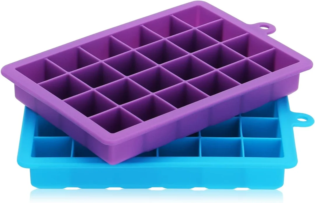 Silicone Ice Cube Trays 2 Pack 24 Cavity Easy Release | BPA Free Reusable Ice Tray for Cocktails Baby Food Freezer Safe Multicolor image 1