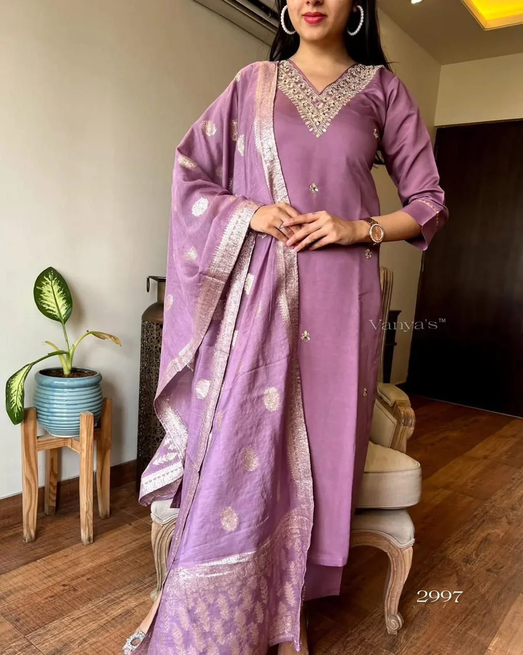 Women’s Embroidered Kurta Set | Stylish Chanderi Silk Kurta With Pant & Dupatta | Party Wear & Festive Ethnic Set image 1