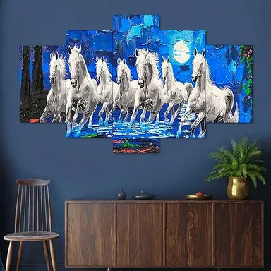 Set of 5 MDF Framed | 3D Wall Paintings Big Size 17x30 Inches | Living Room & Bedroom | Home Decoration Art thumbnail 0