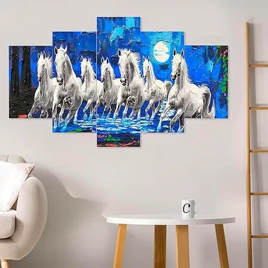 Set of 5 MDF Framed | 3D Wall Paintings Big Size 17x30 Inches | Living Room & Bedroom | Home Decoration Art thumbnail 3