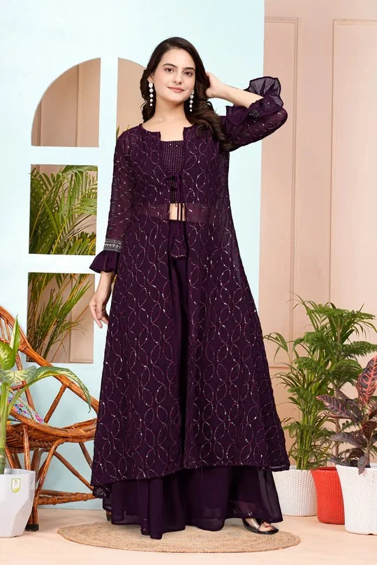Embroidered Layered Women’s Co-ord Set XL Plus Size  Handcrafted Rose Gold Ethnic Festive Wear Party & Wedding Designer Outfit 2-Piece Set image 3