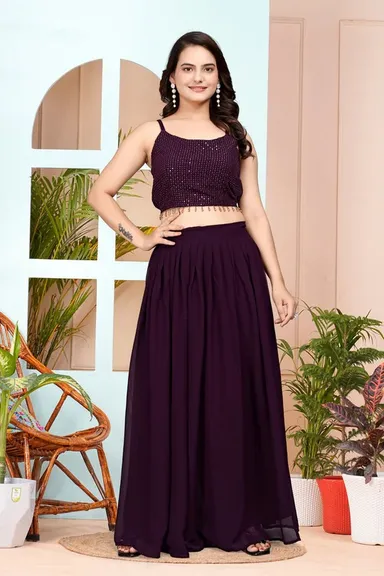 Embroidered Layered Women’s Co-ord Set XL Plus Size  Handcrafted Rose Gold Ethnic Festive Wear Party & Wedding Designer Outfit 2-Piece Set thumbnail 1