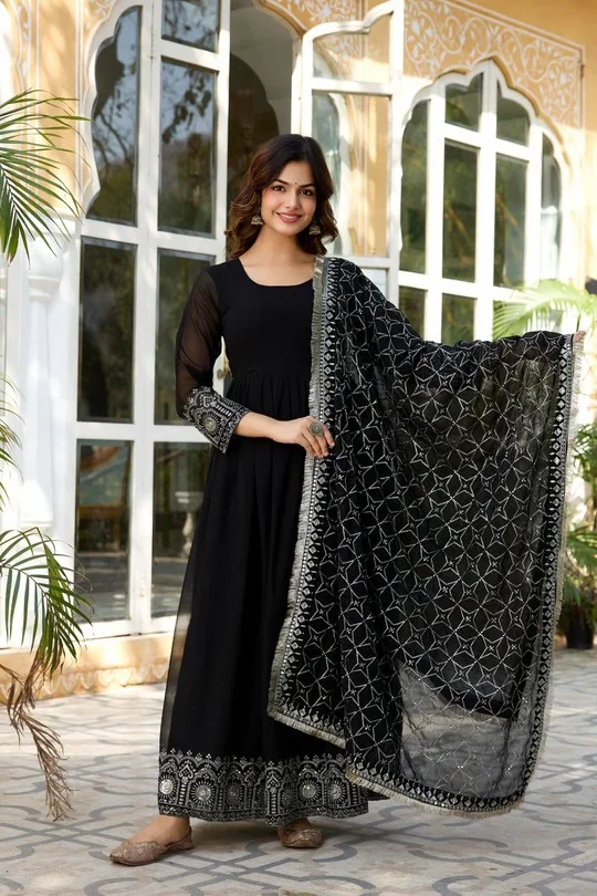 Heavy Sequence Embroidery Anarkali Kurta Set| Medium Size | Ethnic Wear for Women Party & Festive Use | Elegant Designer Collection image 4