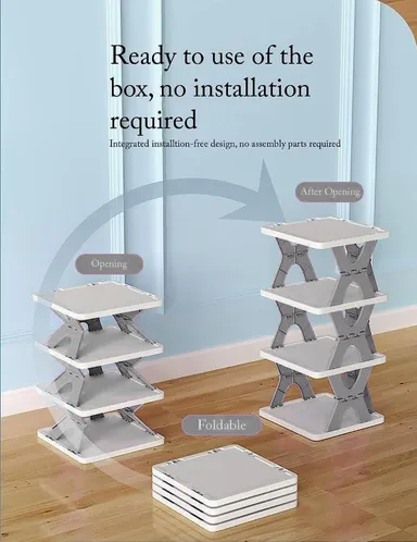 Plastic Shoe Rack Foldable Lightweight Shoe Cabinet | Space-Saving Organizer for Home Office thumbnail 1