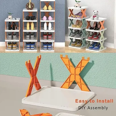Plastic Shoe Rack Foldable Lightweight Shoe Cabinet | Space-Saving Organizer for Home Office thumbnail 3