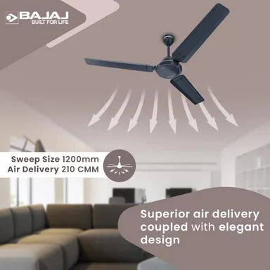 Bajaj Durato 12S1 1200 mm 48| 3-Blade Ceiling Fan | High-Speed 400 RPM | BEE 1-Star Energy Efficient | Thermatuff Technology | Ideal for Home & Office thumbnail 1