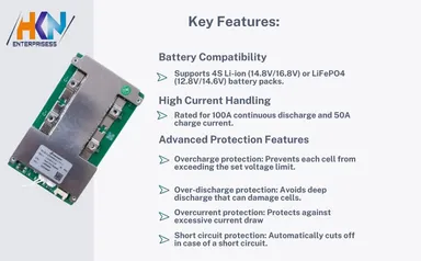 High Current 12 V Battery Management System | Over‑charge / Discharge Protection| 4S 100A LiFePO4 BMS  thumbnail 4