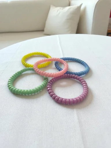Spiral Hair Ties No-Crease Gentle Hair Accessories | Secure Hold| Damage-Free Hair Bands|pack of 5 thumbnail 1