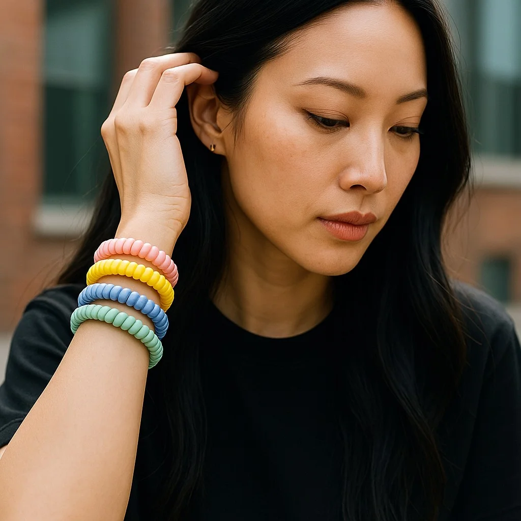 Spiral Hair Ties No-Crease Gentle Hair Accessories | Secure Hold| Damage-Free Hair Bands|pack of 5 image 3