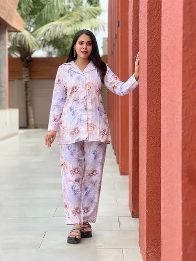 Serene Floral Co ord Set | two piece floral co ord set breathable fabric | Size L thumbnail 1