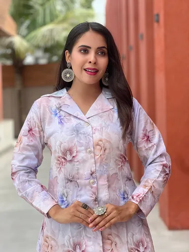 Serene Floral Co ord Set | two piece floral co ord set breathable fabric | Size L thumbnail 2