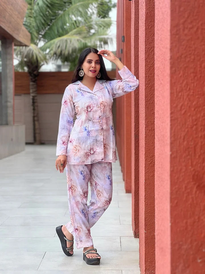 Serene Floral Co ord Set | two piece floral co ord set breathable fabric |Size XXL image 1