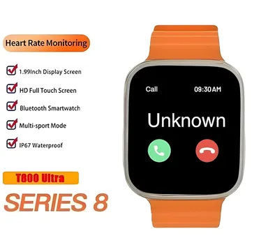  Ultra Smartwatch | 1.99" HD Display| Bluetooth Call| Wireless Charging, Fitness Tracker| Waterproof | Android & iOS Compatible (Black, Orange) thumbnail 0